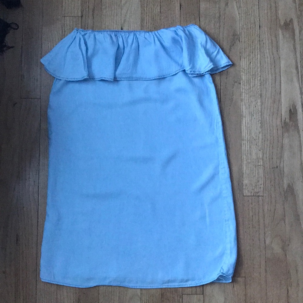 Off the shoulder chambray dress